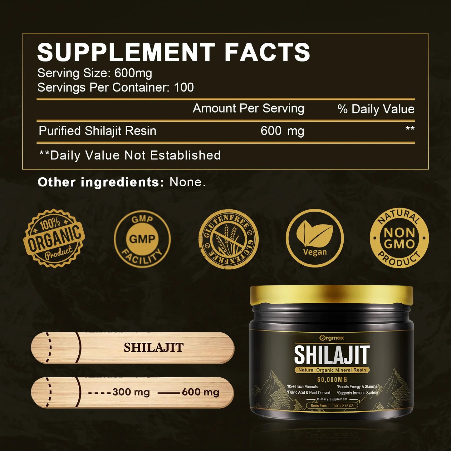 Gold Grade Shilajit Resin with Fulvic Acid & 85+ Trace Minerals