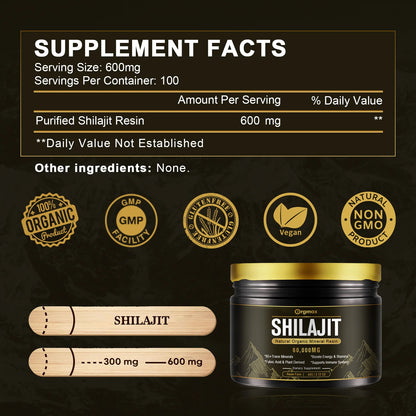 Gold Grade Shilajit Resin with Fulvic Acid & 85+ Trace Minerals